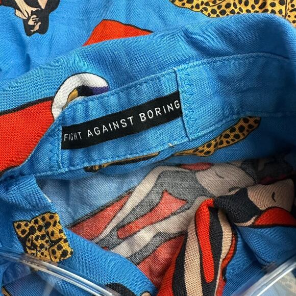 Baha Llama Mens Button Up Shirt Size S Cheetah Bathing Beauties Novelty Kitsch - Picture 4 of 10